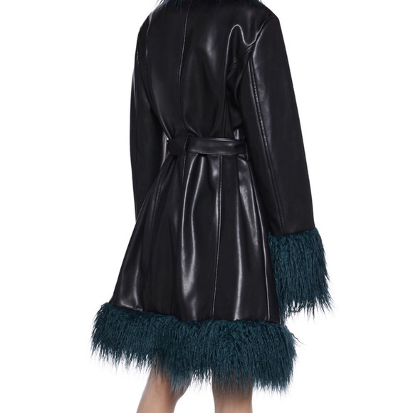 dELiA*s Black and Blue Leather Jacket with Faux Fur Trim - Picture 2 of 2